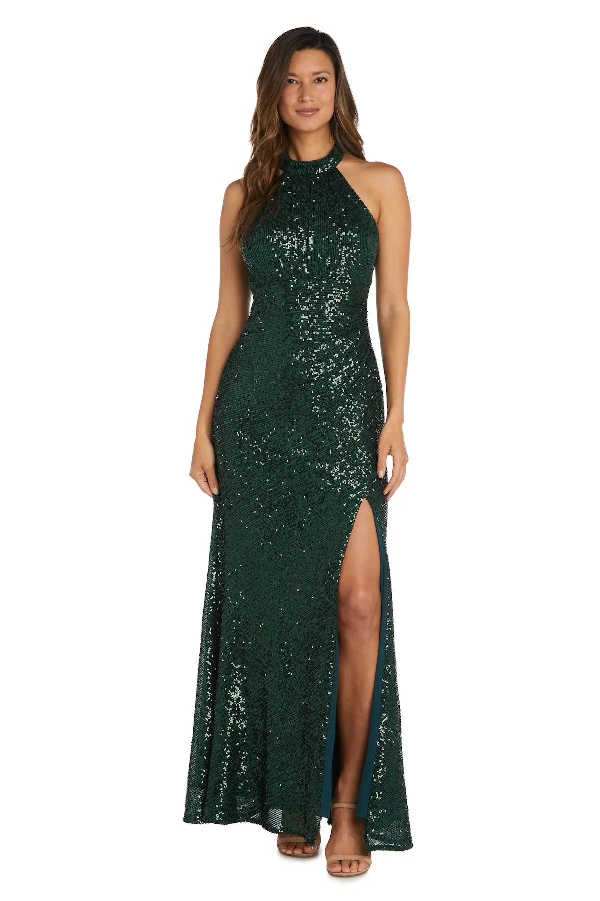 High Neck Sequined Evening Gown sold by R&M Richards