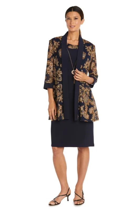 Two-Piece Printed Brocade Jacket and Dress Set - Petite sold by R&M Richards