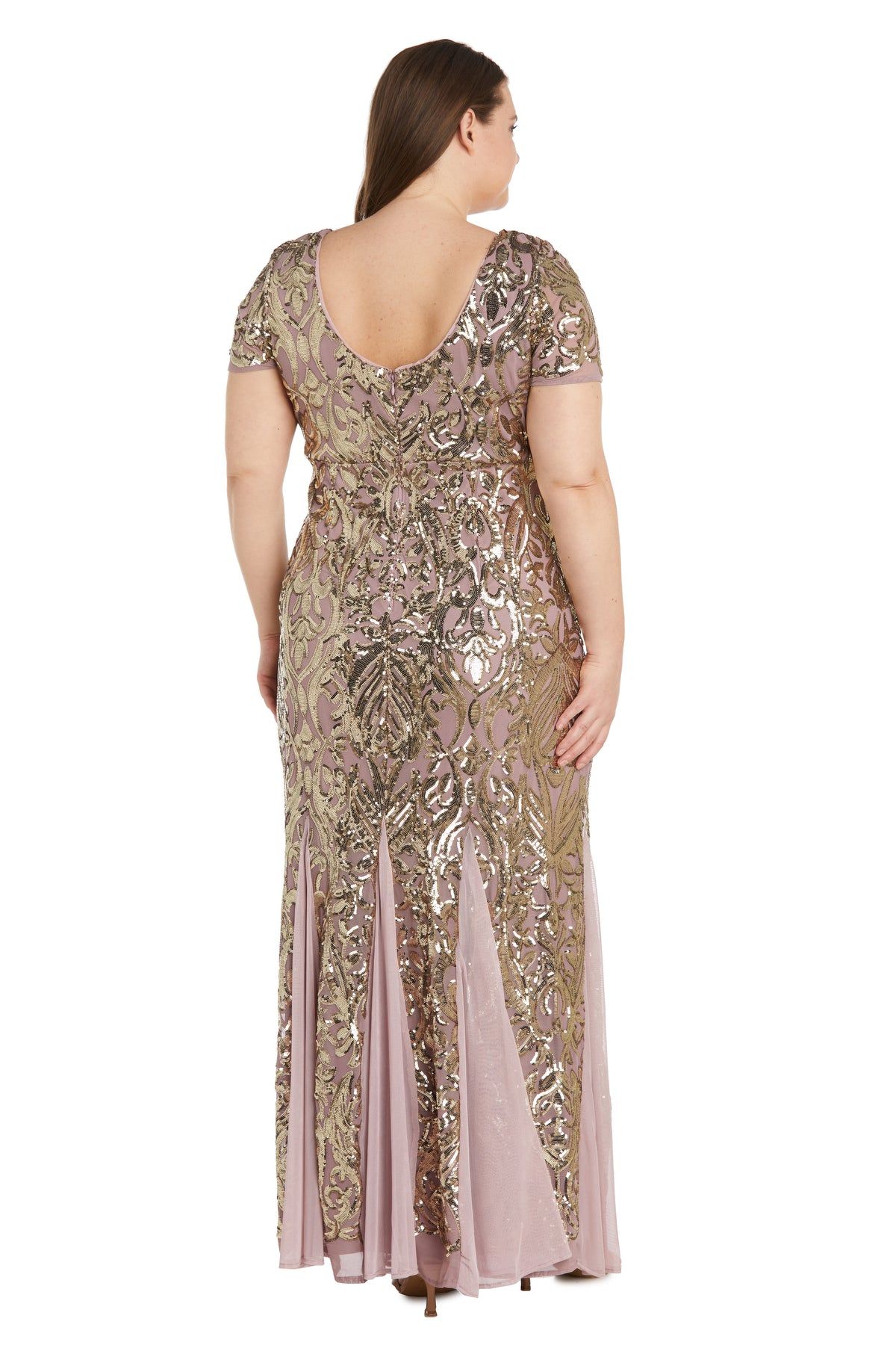 Long Beaded Evening Gown with Sequin Detail - Plus sold by R&M Richards product image thumbnail 2
