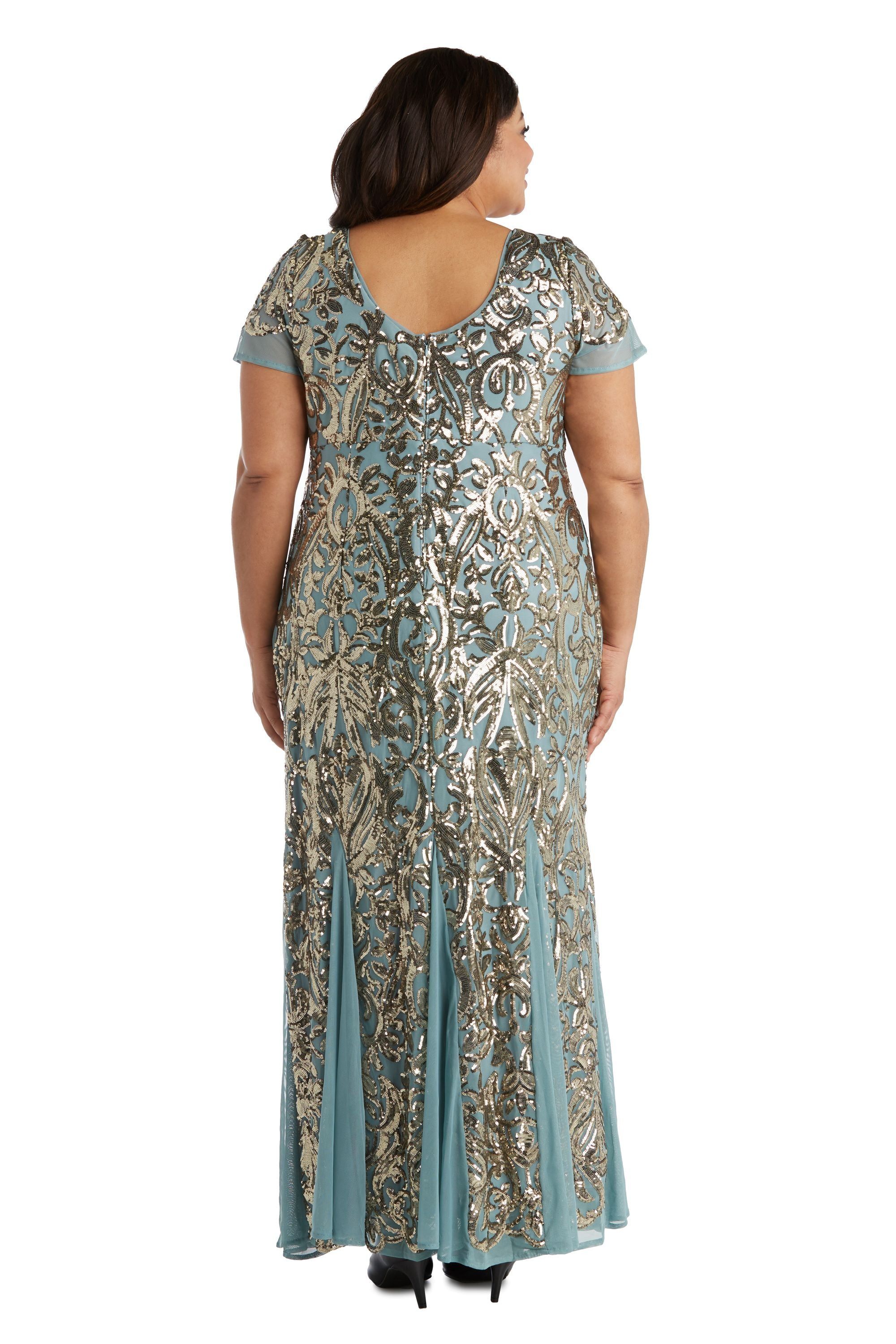 Long Beaded Evening Gown with Sequin Detail - Plus sold by R&M Richards product image thumbnail 5
