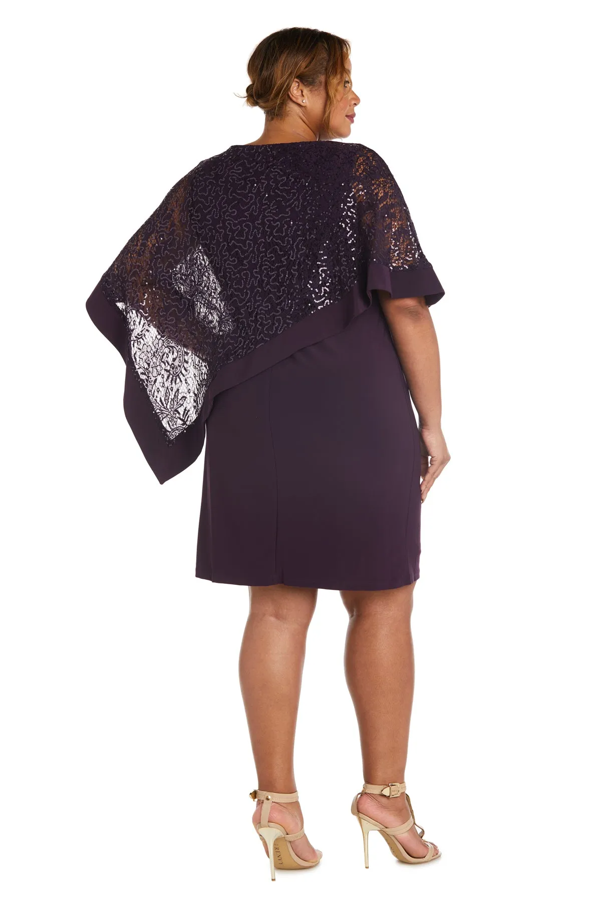 Knee-Length Dress and Sequined Poncho Set - Plus sold by R&M Richards product image thumbnail 2