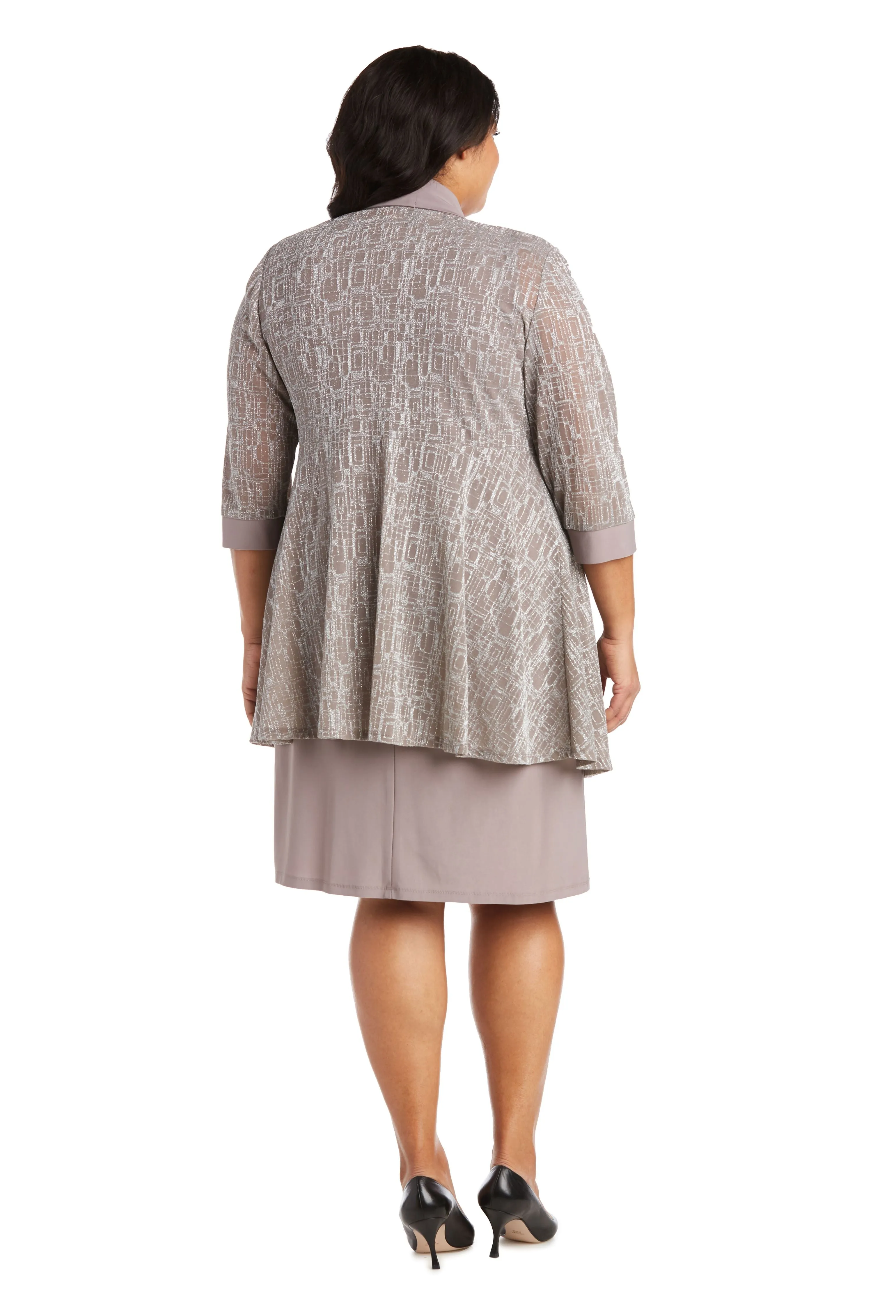 Two-Piece Metallic Knit Jacket Dress - Plus sold by R&M Richards product image thumbnail 2
