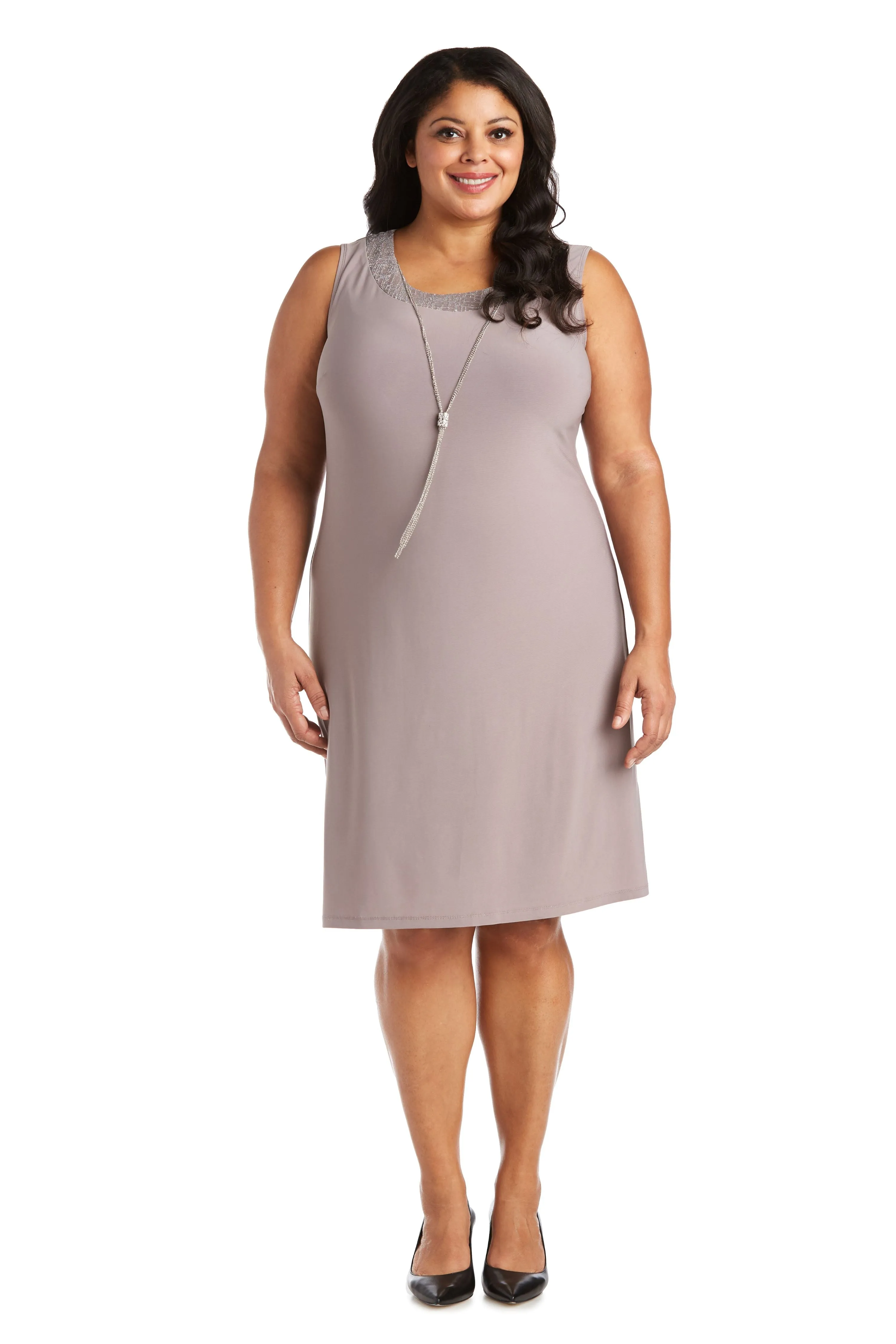 Two-Piece Metallic Knit Jacket Dress - Plus sold by R&M Richards product image thumbnail 3