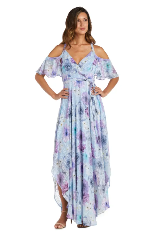 High-Low Floral Print Dress With Ruffle Sleeves sold by R&M Richards