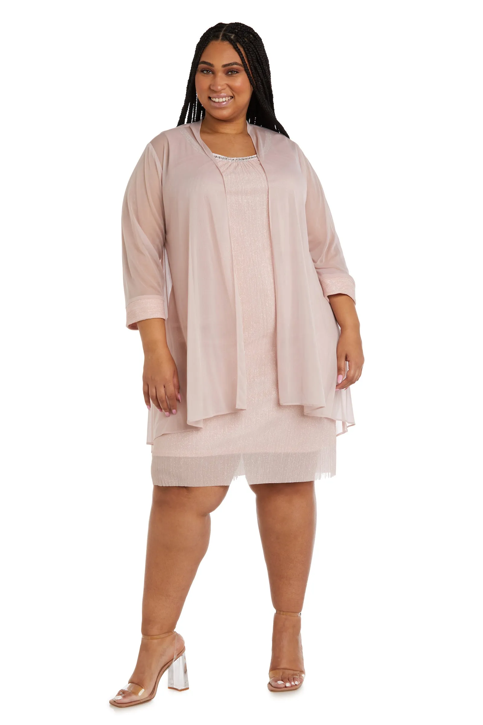 Two-Piece Flyaway Jacket Dress with Jewel Neckline - Plus sold by R&M Richards