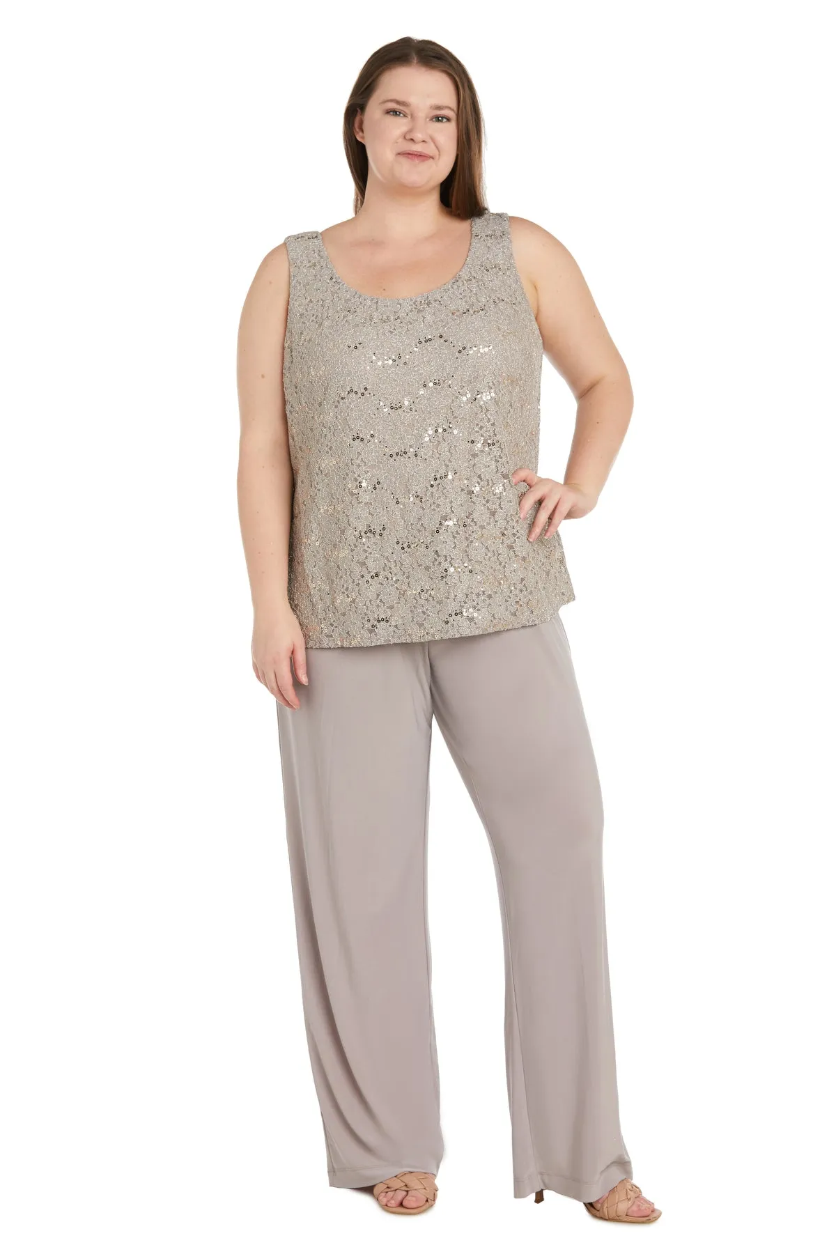 Lace Pantsuit with Pearl Neckline - Plus sold by R&M Richards product image thumbnail 3