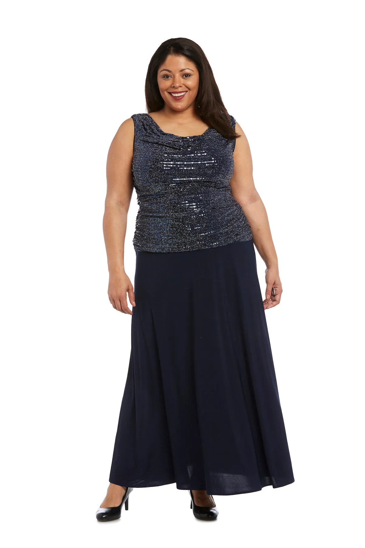 Sleeveless Maxi Gown with Sequined Top - Plus sold by R&M Richards
