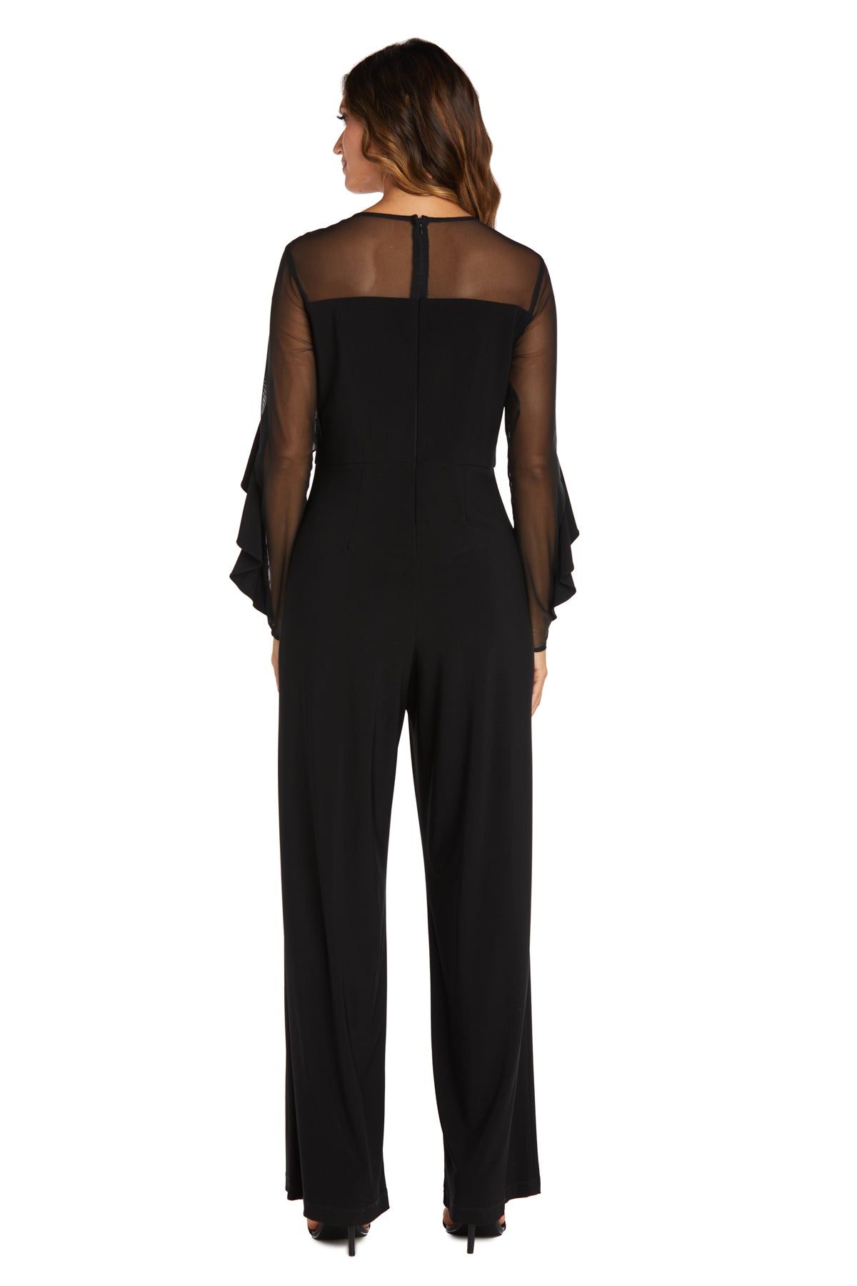 Long-Sleeved Jumpsuit with Sheer Panels and Ruffles sold by R&M Richards product image thumbnail 5