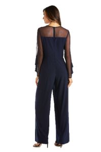 Long-Sleeved Jumpsuit with Sheer Panels and Ruffles sold by R&M Richards