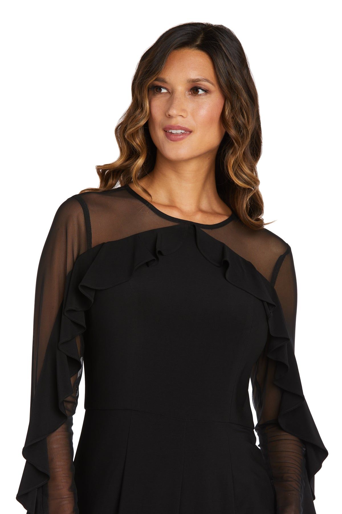 Long-Sleeved Jumpsuit with Sheer Panels and Ruffles sold by R&M Richards product image thumbnail 6