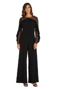 Long-Sleeved Jumpsuit with Sheer Panels and Ruffles sold by R&M Richards
