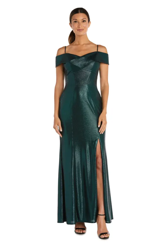 Nightway Long Shimmer Off the Shoulder Gown - Petite sold by R&M Richards