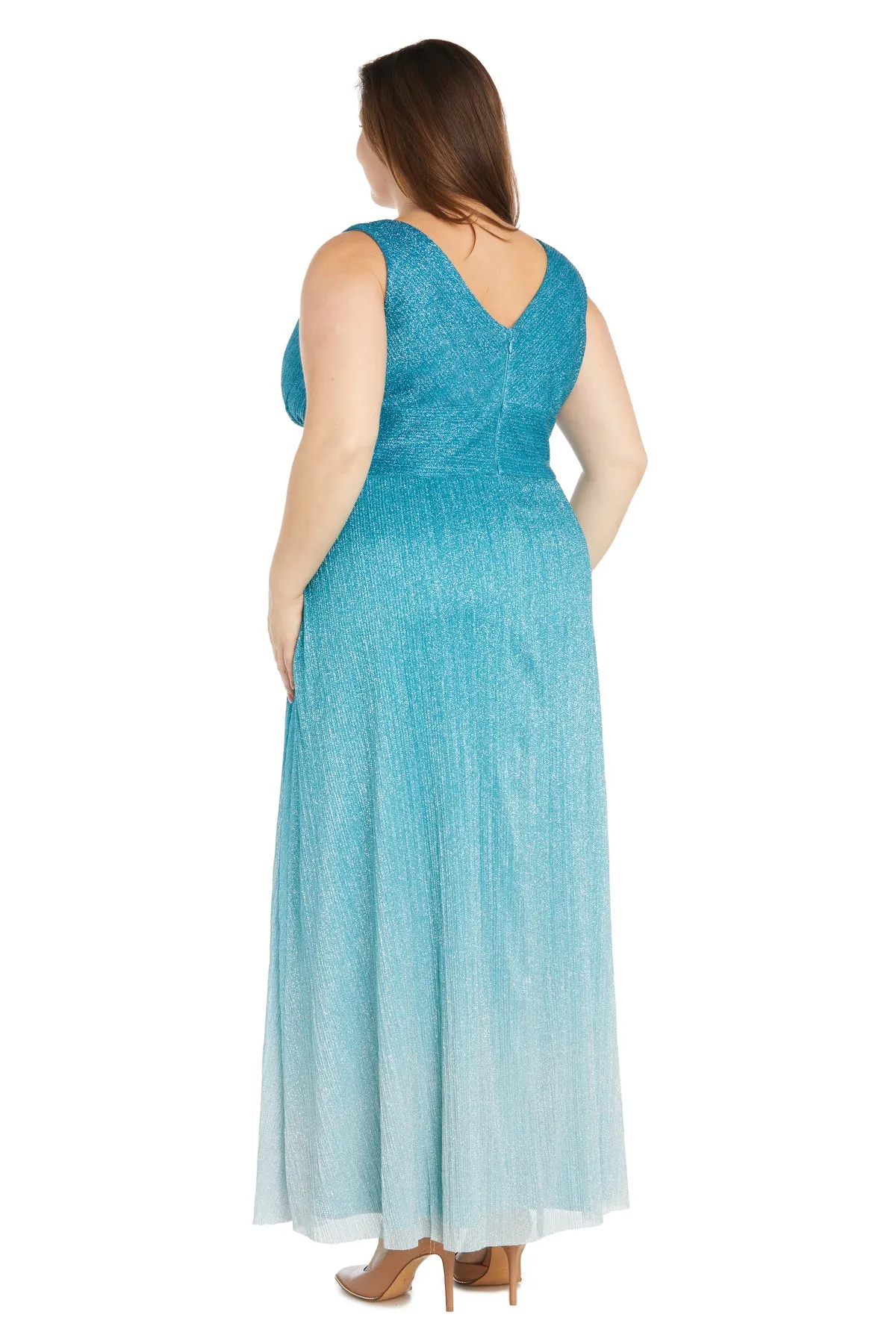 Long Crinkle Gown with Rhinestone Waist Detail - Plus sold by R&M Richards product image thumbnail 2