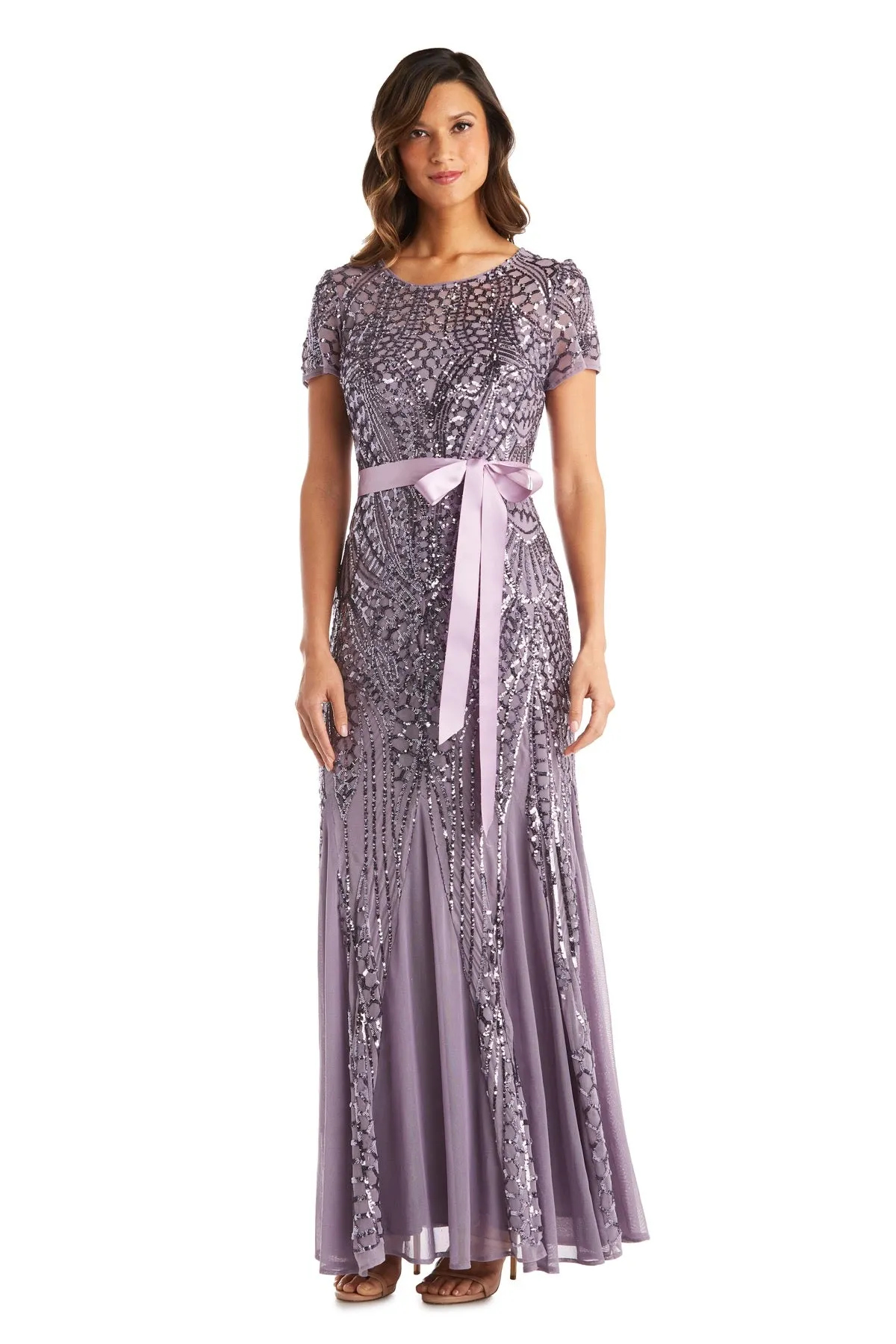 Maxi Dress with Embellishment and Satin Waist Tie - Petite sold by R&M Richards