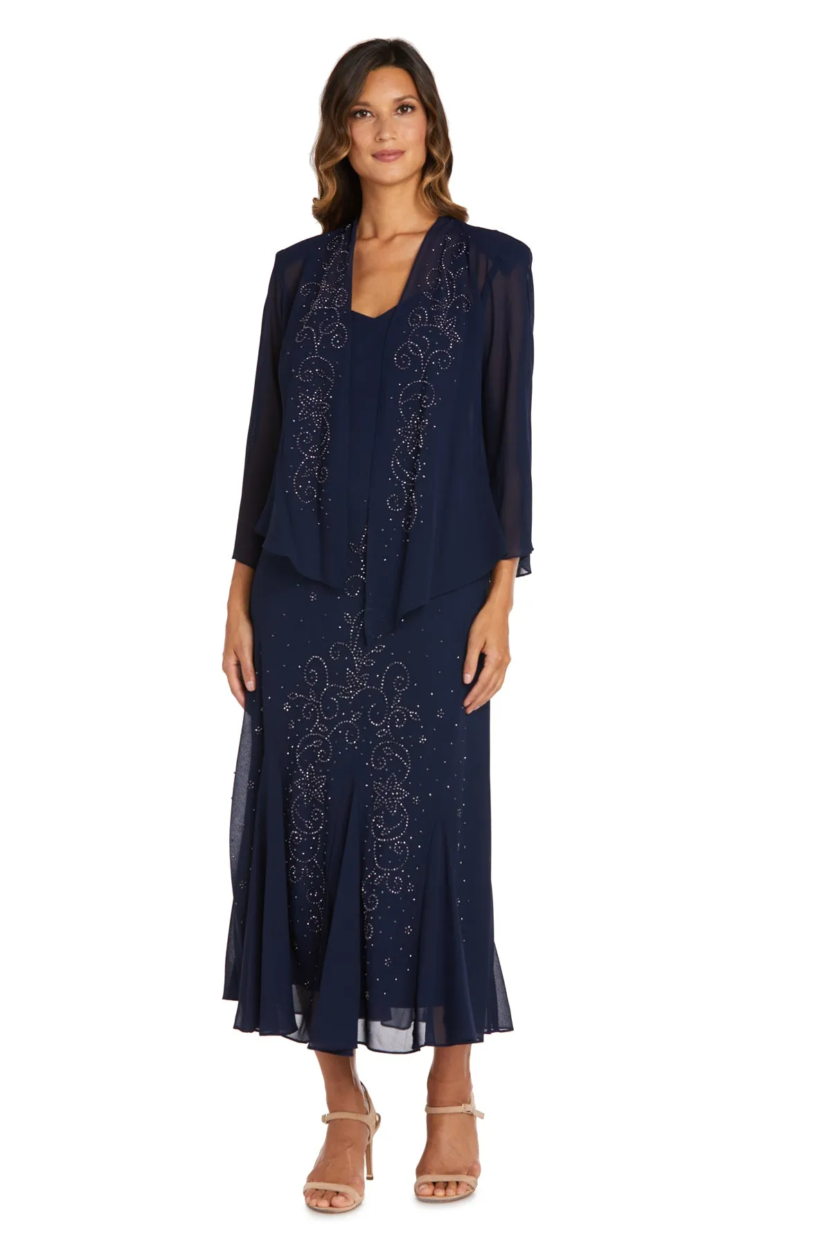 Beaded Slip Chiffon Jacket Dress - Petite sold by R&M Richards