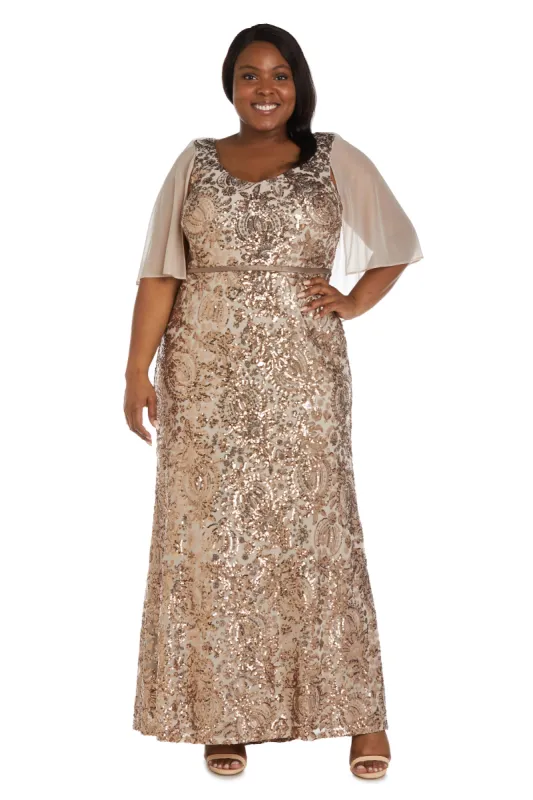 Sequin Capelet Fishtail Dress - Plus sold by R&M Richards