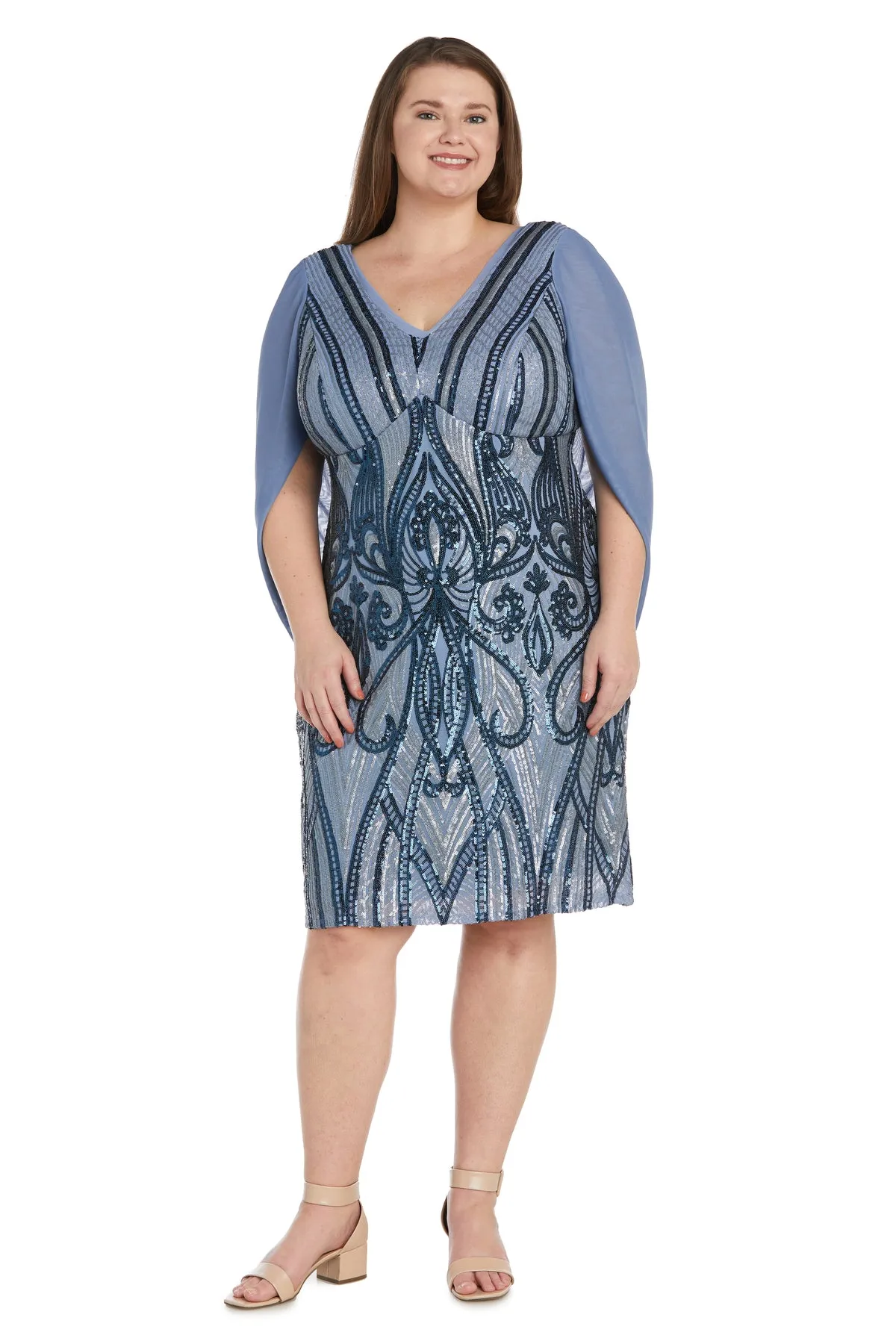 Stunning Sequin Cocktail Cape Dress - Plus sold by R&M Richards product image thumbnail 4