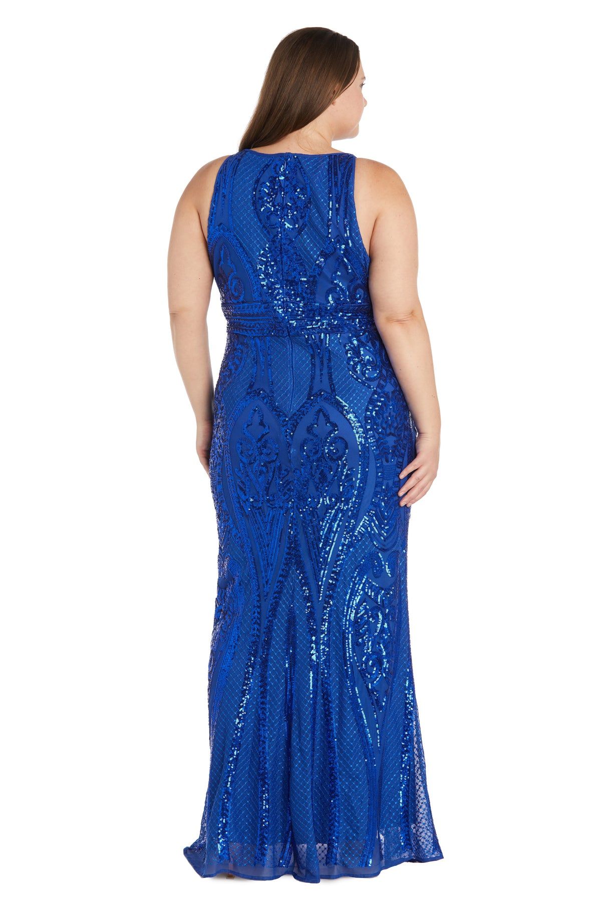 Long Sequin Beaded Keyhole Halter Dress - Plus sold by R&M Richards product image thumbnail 2