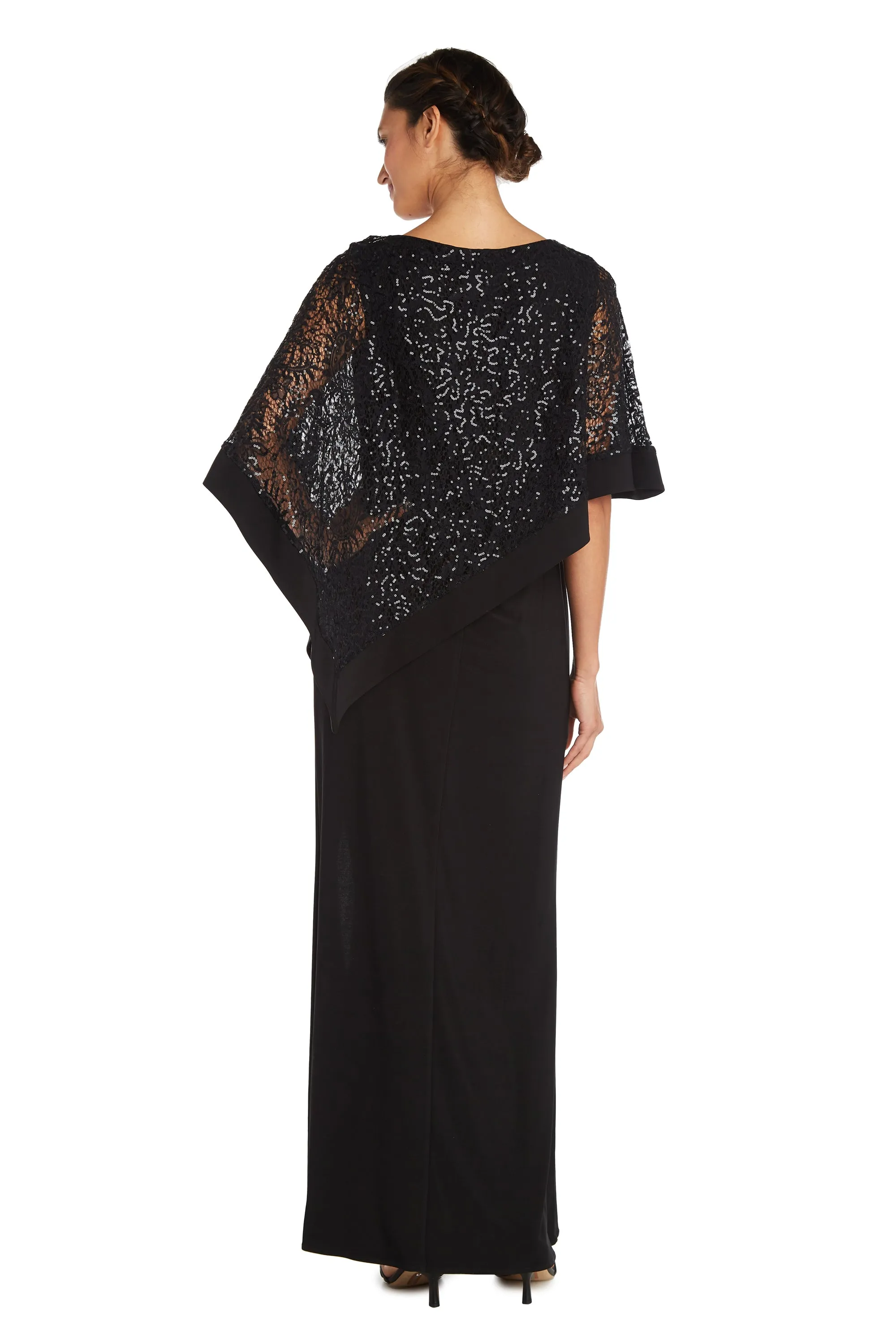 Sleeveless Maxi Dress Covered with a Sheer Lace Sequined Poncho sold by R&M Richards product image thumbnail 2