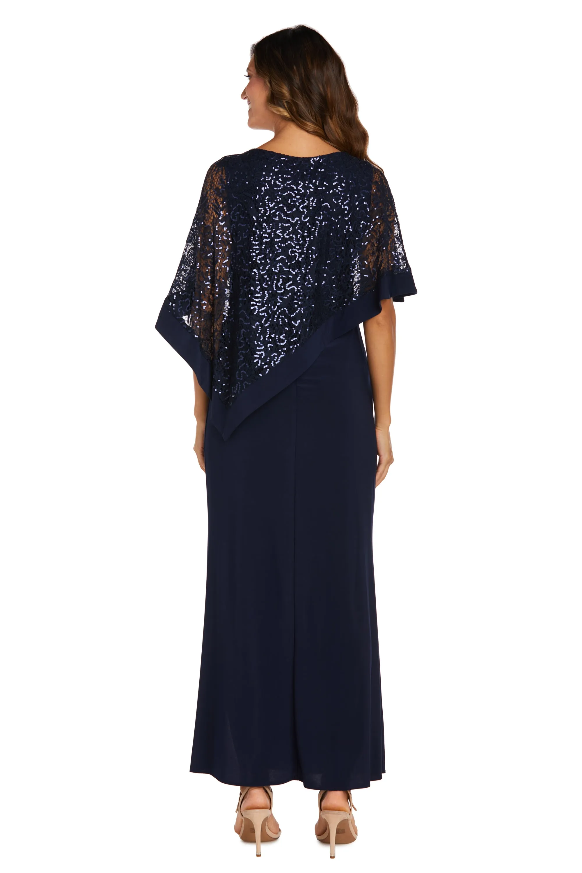 Sleeveless Maxi Dress Covered with a Sheer Lace Sequined Poncho sold by R&M Richards product image thumbnail 5