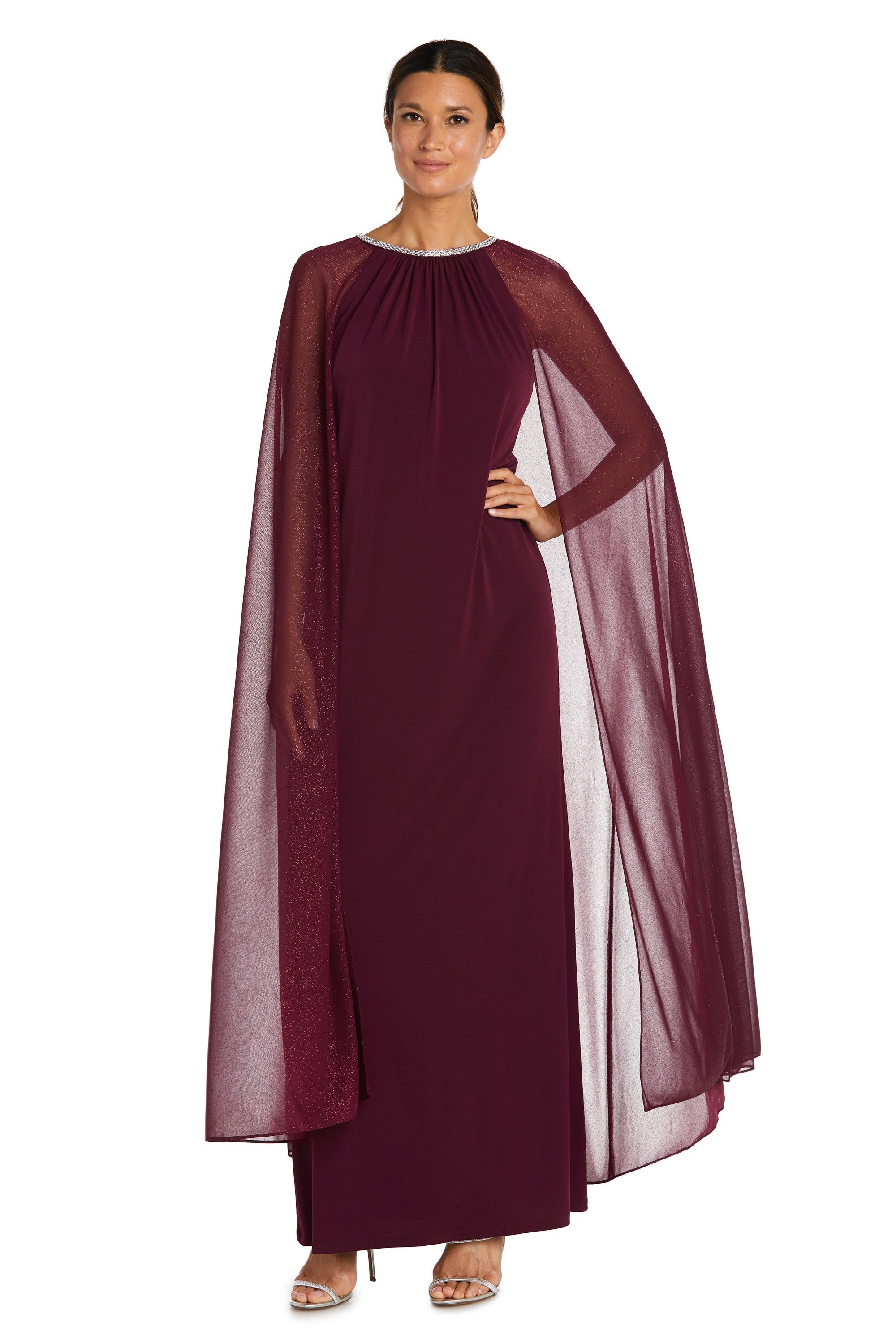 Long Gown with Rhinestone Neckline and Chiffon Cape - Petite sold by R&M Richards product image thumbnail 7