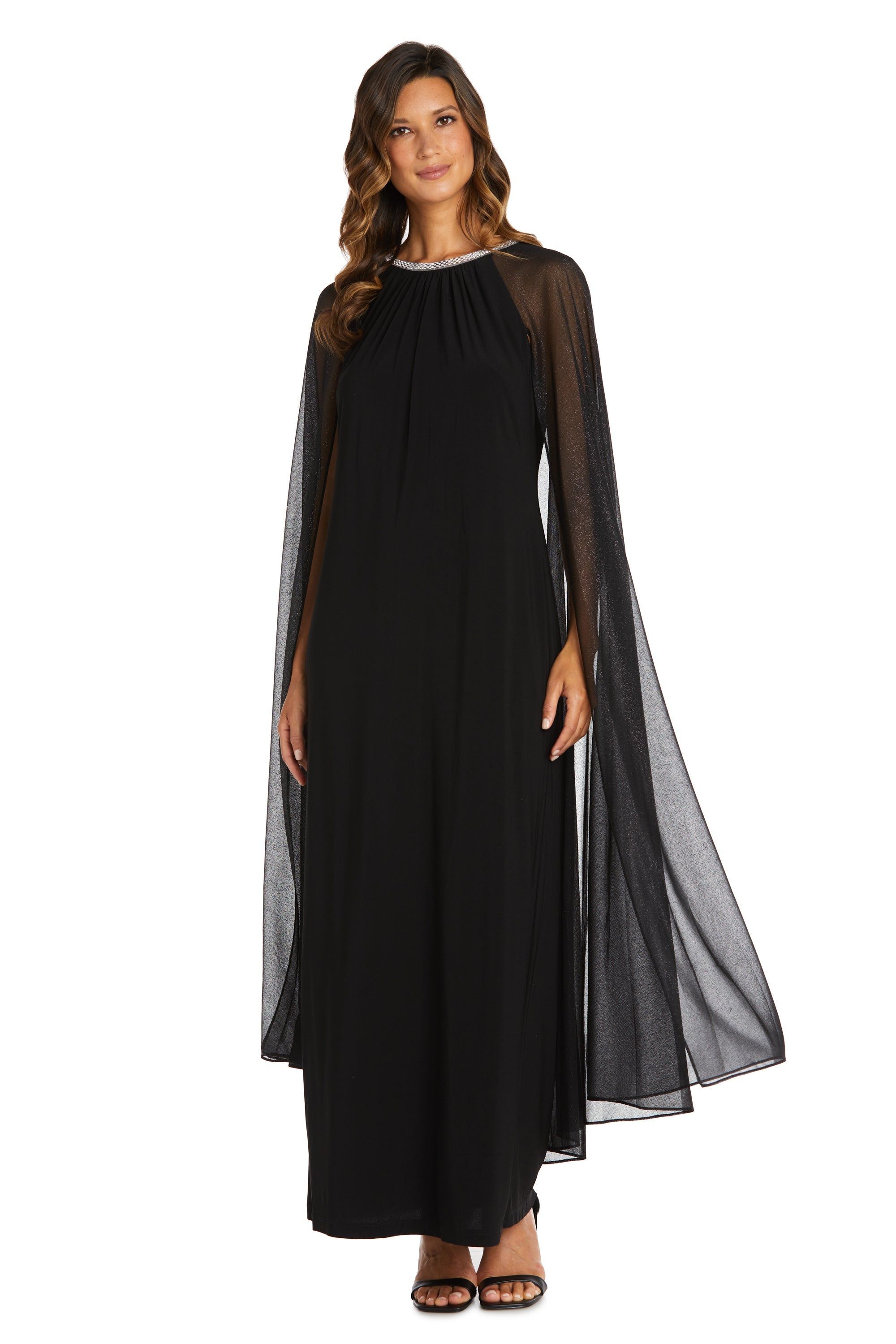 Long Gown with Rhinestone Neckline and Chiffon Cape - Petite sold by R&M Richards product image thumbnail 4