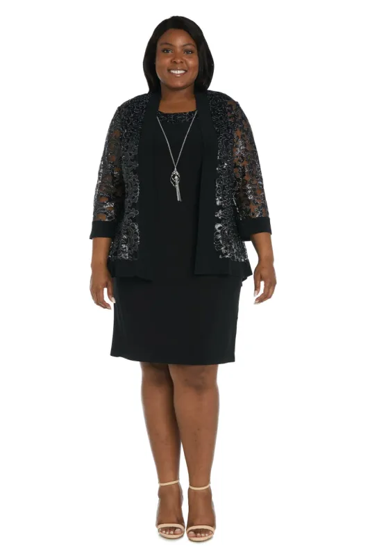 Two Piece Sequin Mesh Jacket Dress - Plus sold by R&M Richards