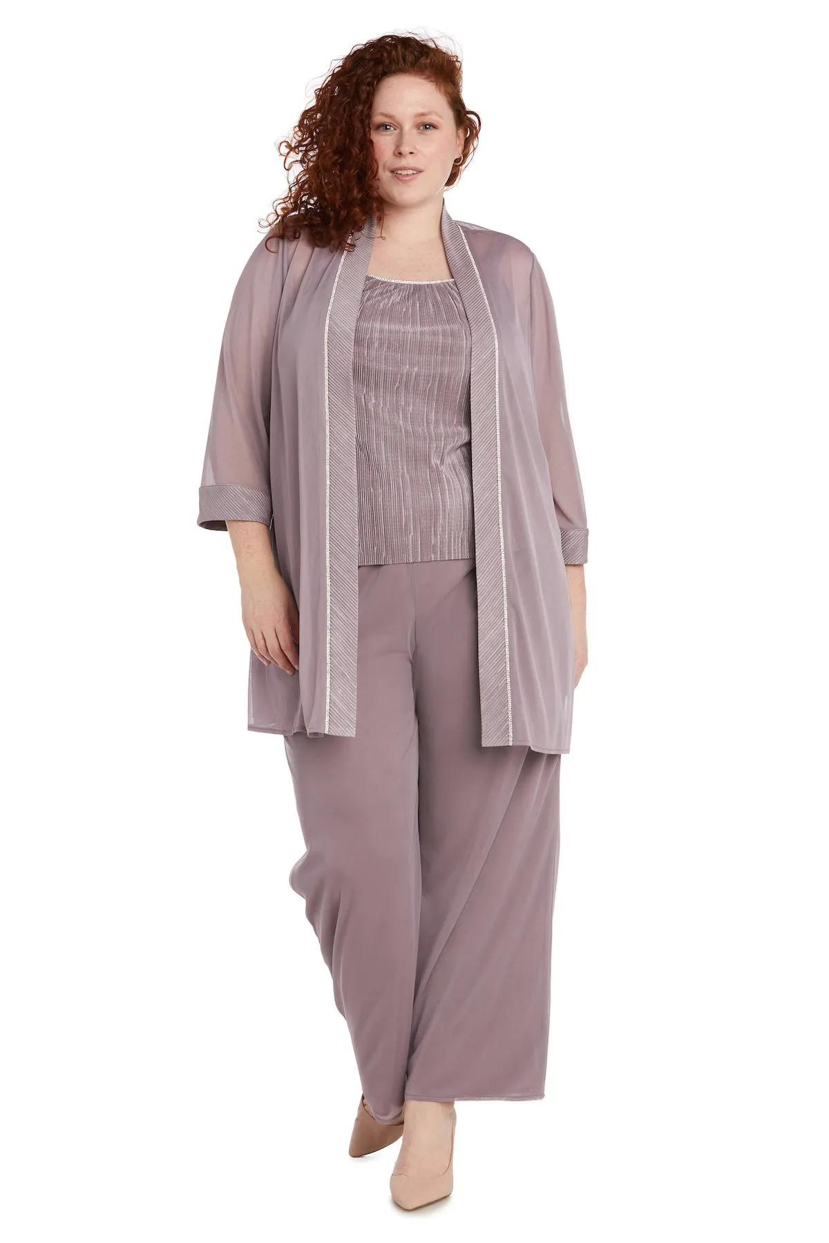 Three-Piece Pantsuit with Sheer Jacket - Extra Plus sold by R&M Richards