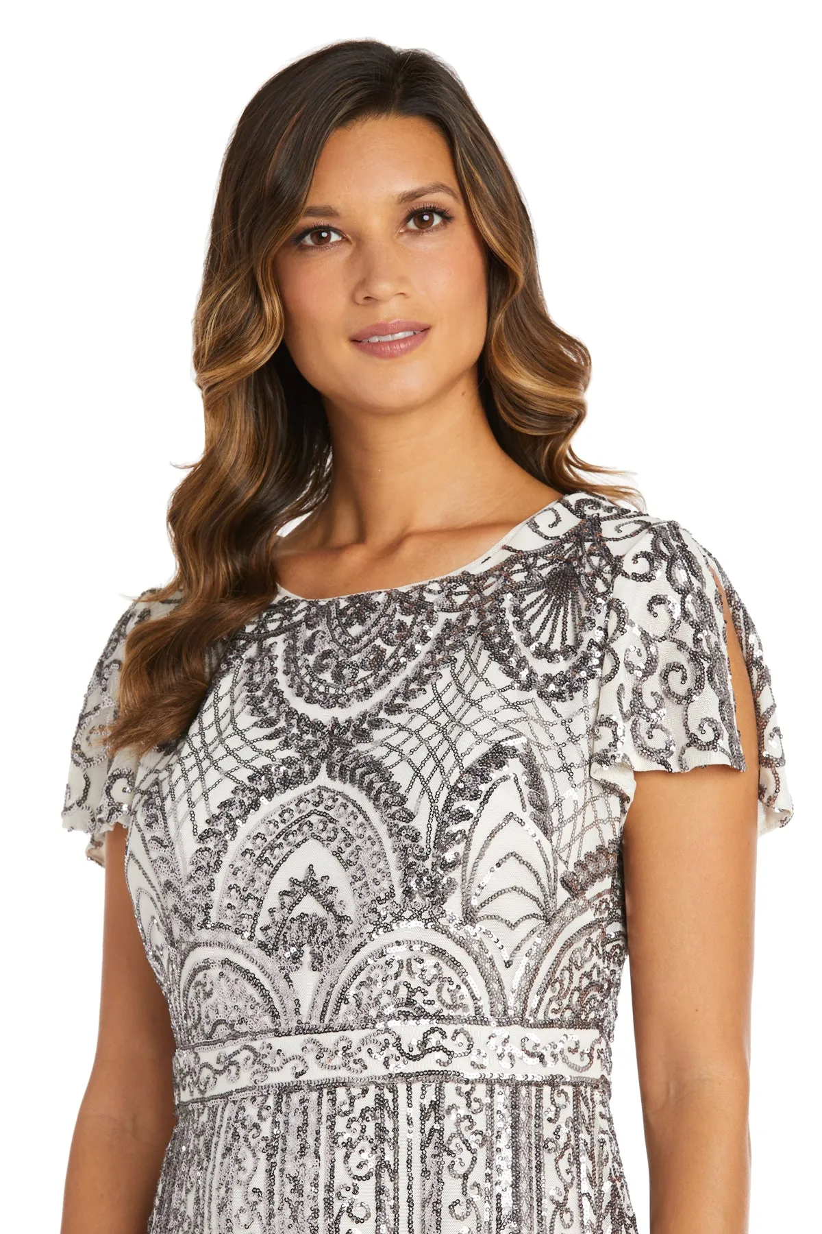 Midi Length Mesh Beaded Dress With Godet Insets sold by R&M Richards product image thumbnail 3