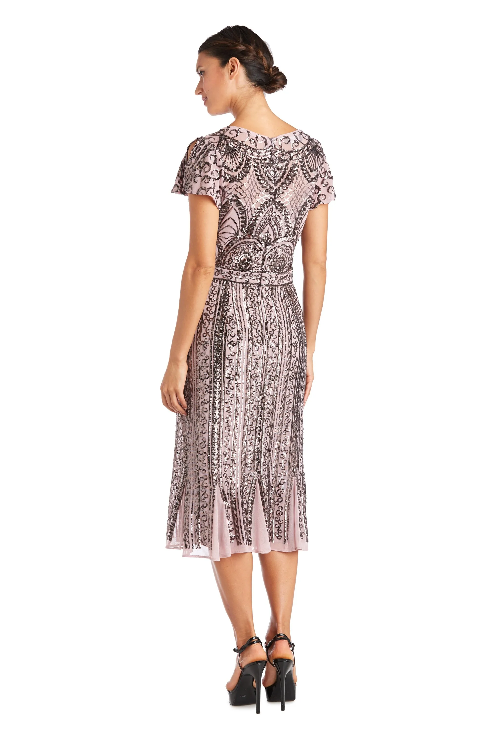 Midi Length Mesh Beaded Dress With Godet Insets sold by R&M Richards product image thumbnail 5