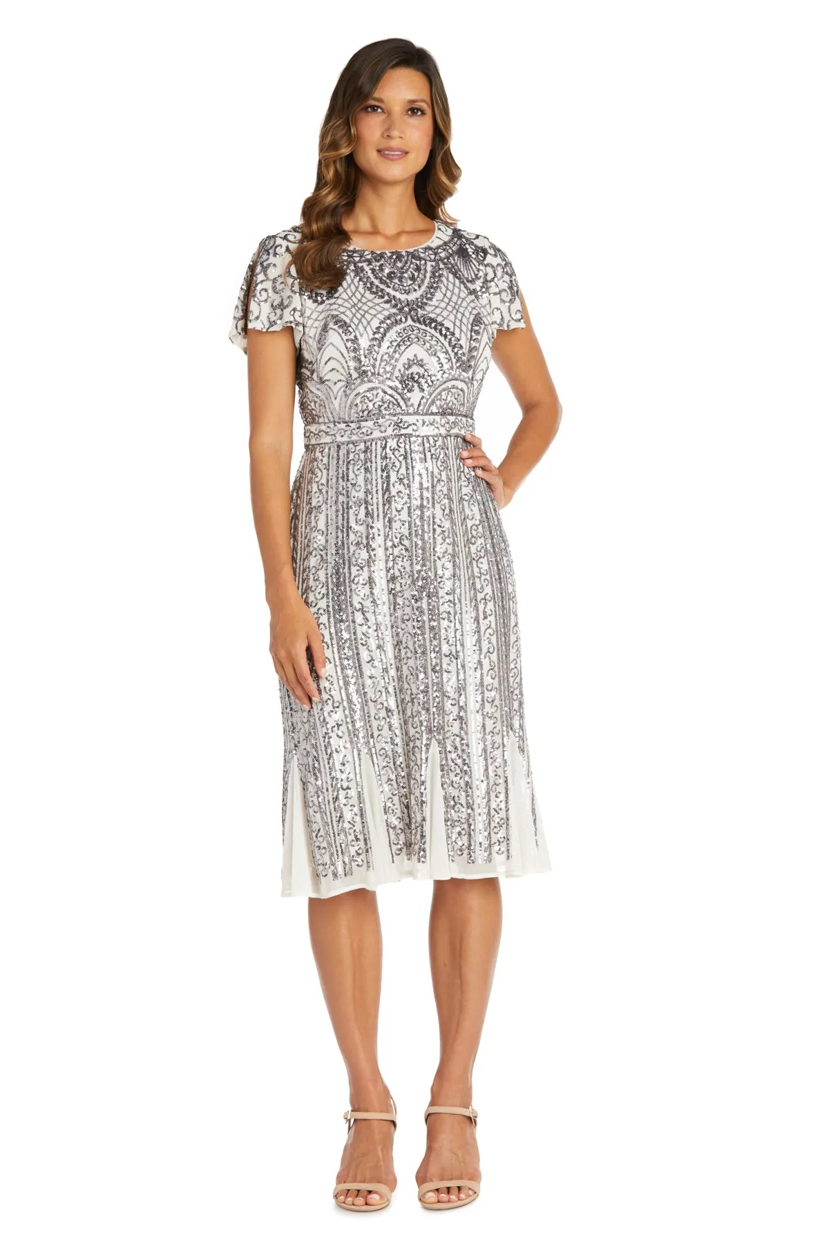 Midi Length Mesh Beaded Dress With Godet Insets sold by R&M Richards