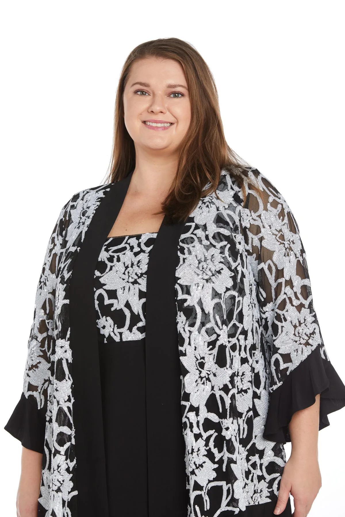 Sequin Floral Printed Jacket Dress - Plus sold by R&M Richards product image thumbnail 5