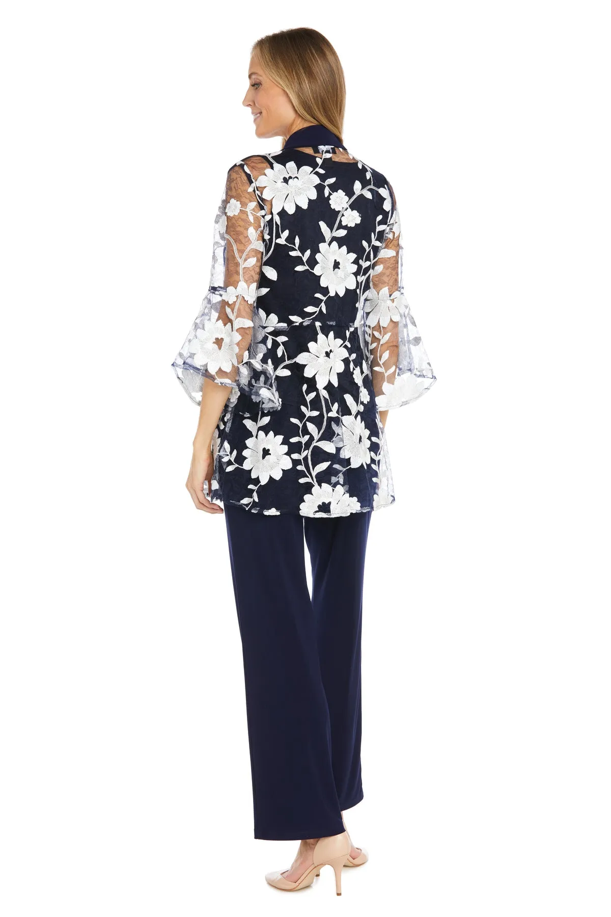 Floral Threadwork Pantsuit with Flair Bell Sleeves & Removable Jacket sold by R&M Richards product image thumbnail 2