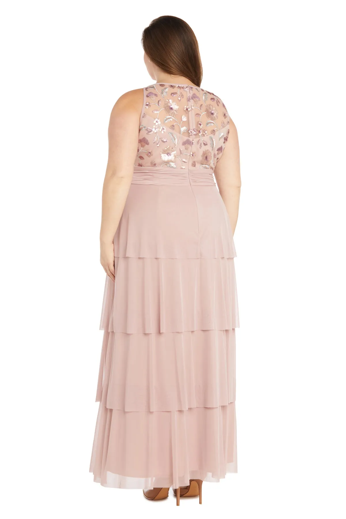 Layered Chiffon Skirt with Sequin Floral Top - Plus sold by R&M Richards product image thumbnail 2