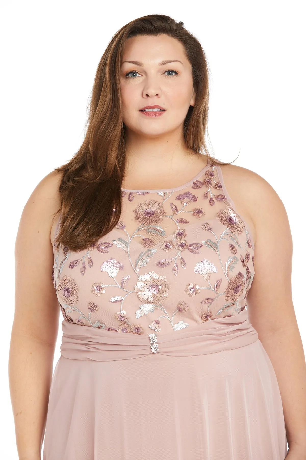 Layered Chiffon Skirt with Sequin Floral Top - Plus sold by R&M Richards product image thumbnail 3