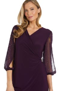 Cocktail Dress With Sheer Rhinestone Balloon Sleeves - Petite sold by R&M Richards