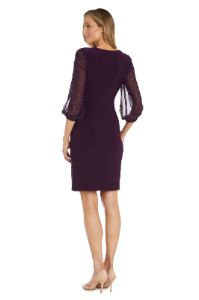 Cocktail Dress With Sheer Rhinestone Balloon Sleeves - Petite sold by R&M Richards