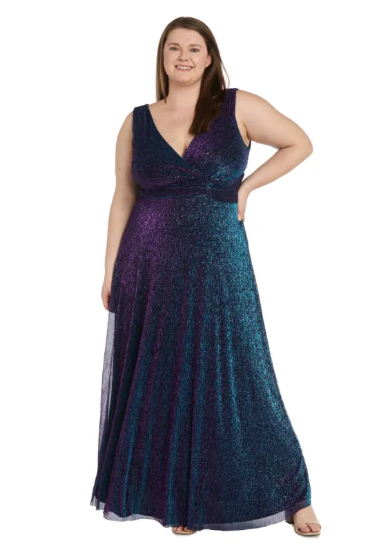Sculpt Waist Iridescent Two Toned Metallic Gown - Plus sold by R&M Richards