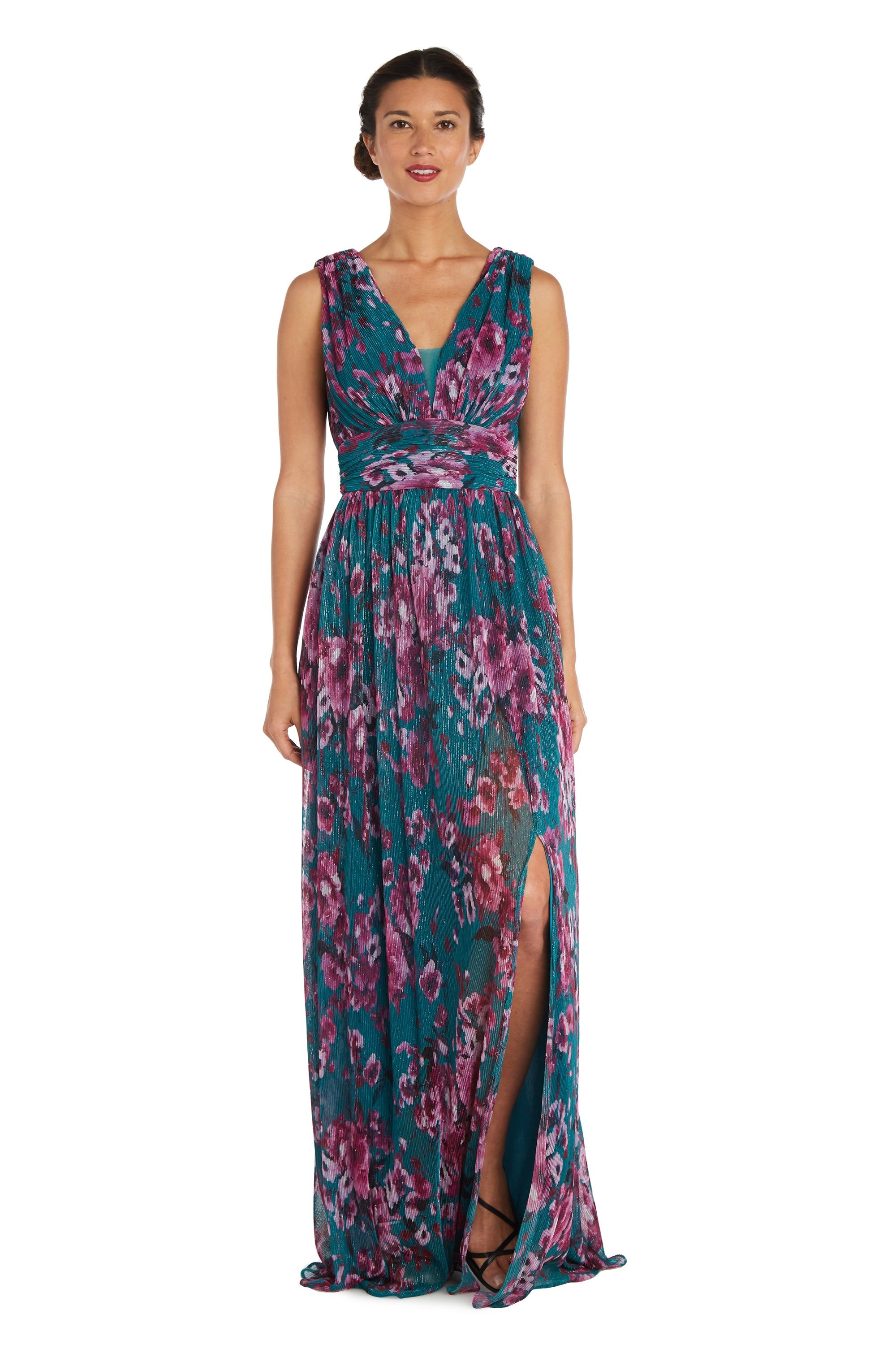 Long Elegant Floral Print Dress with a Side Slit sold by R&M Richards