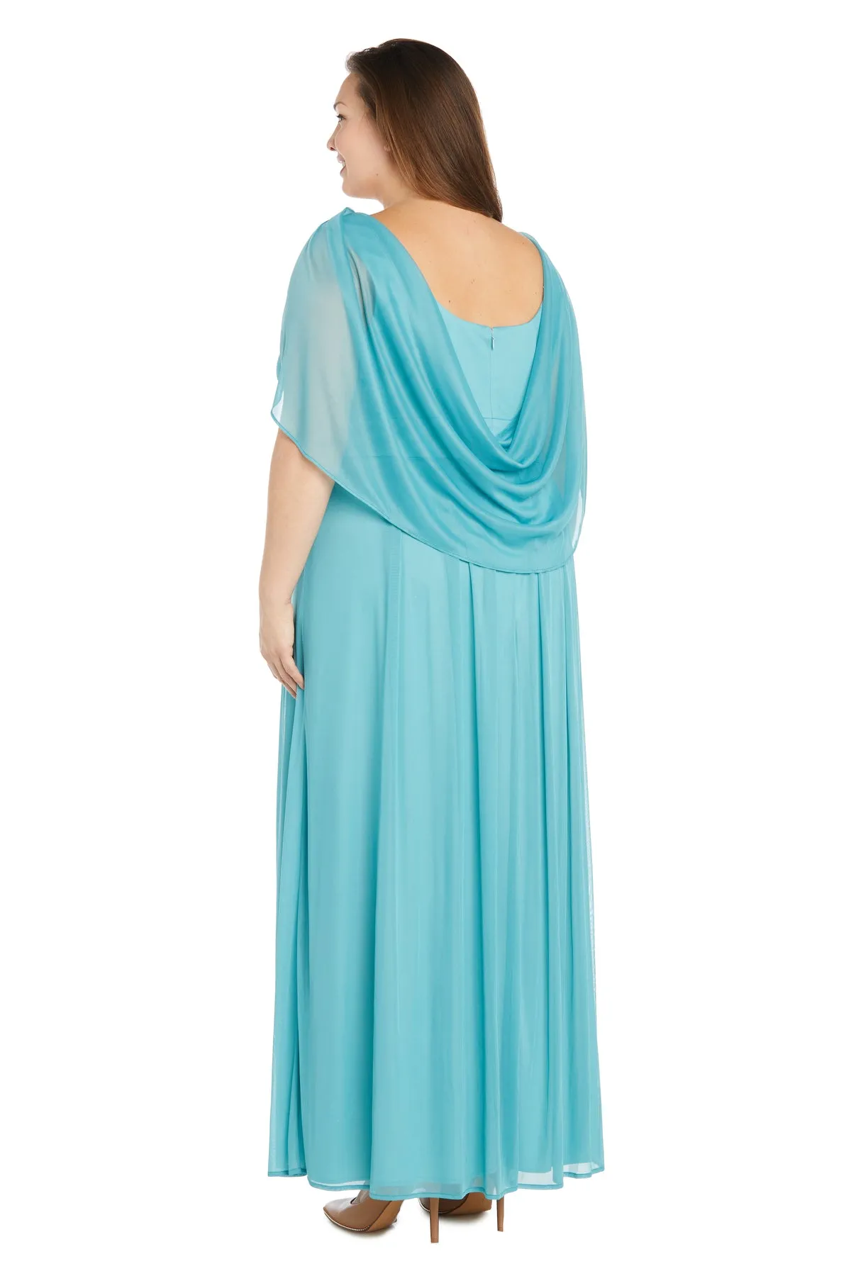 Pleated Skirt Dress with Draped Capelet Sleeves - Plus sold by R&M Richards product image thumbnail 2