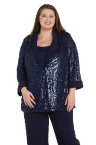 Beaded Jacket Set with Matching Pant - Plus sold by R&M Richards