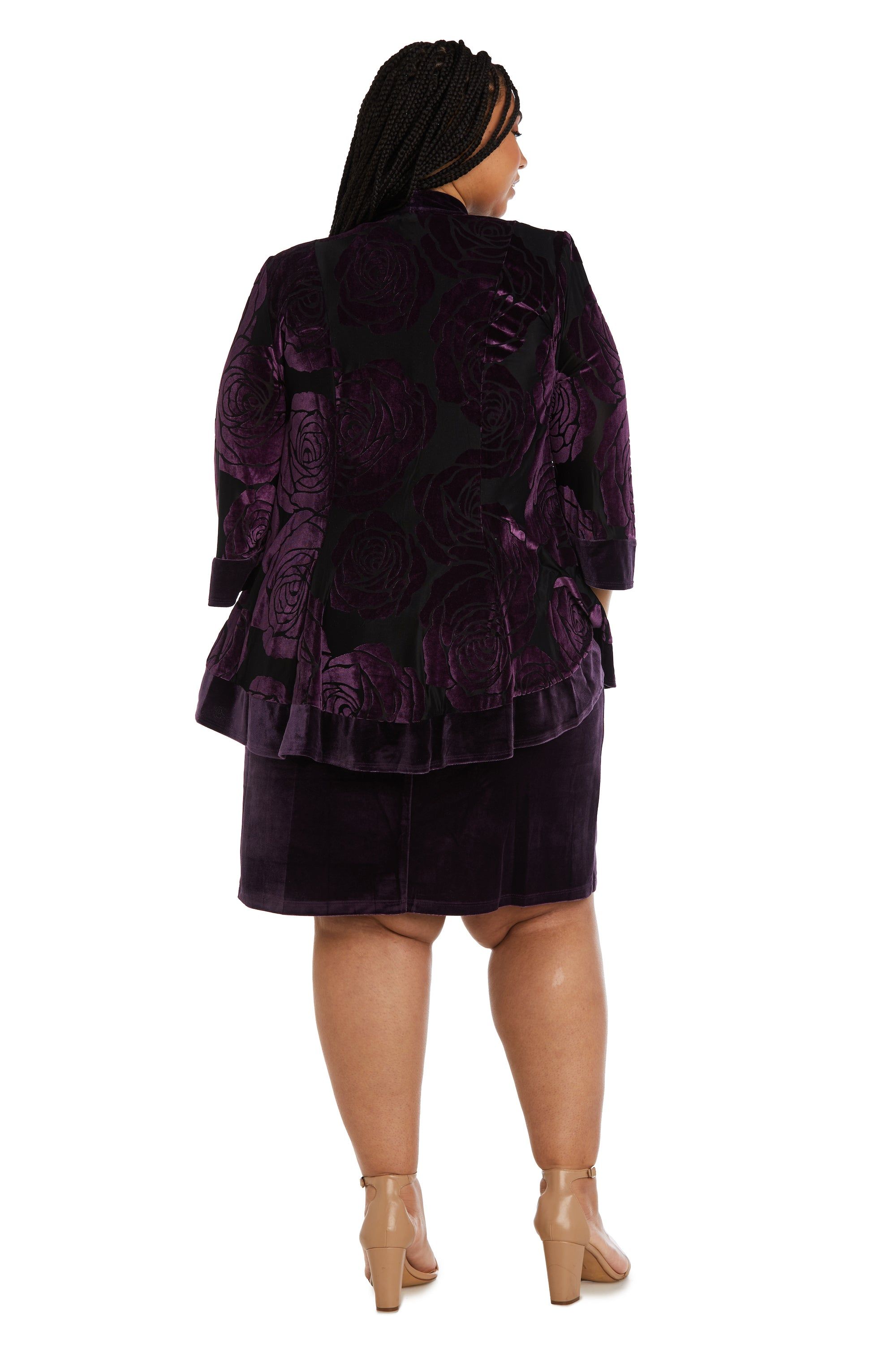 Two Piece Floral Velvet Jacket and Dress Set - Plus sold by R&M Richards product image thumbnail 2