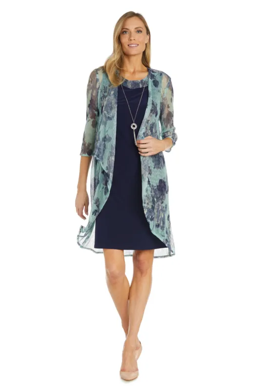 Printed Crinkle Jacket Dress With Detachable Necklace sold by R&M Richards