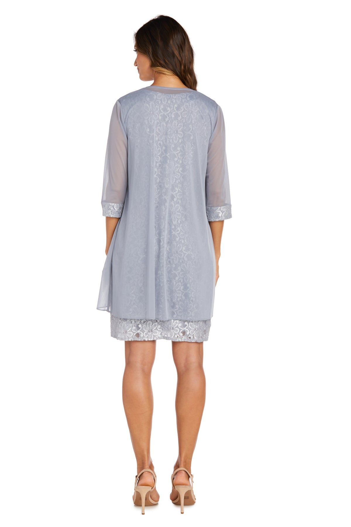 Sleeveless Lace Shift Dress with Pearl Embellishments and Sheer Jacket sold by R&M Richards product image thumbnail 18