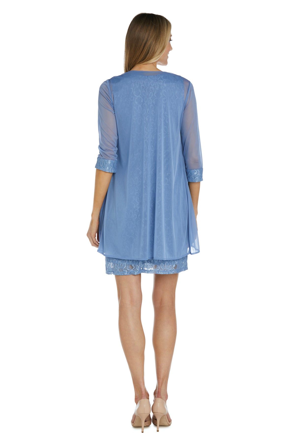 Sleeveless Lace Shift Dress with Pearl Embellishments and Sheer Jacket sold by R&M Richards product image thumbnail 7