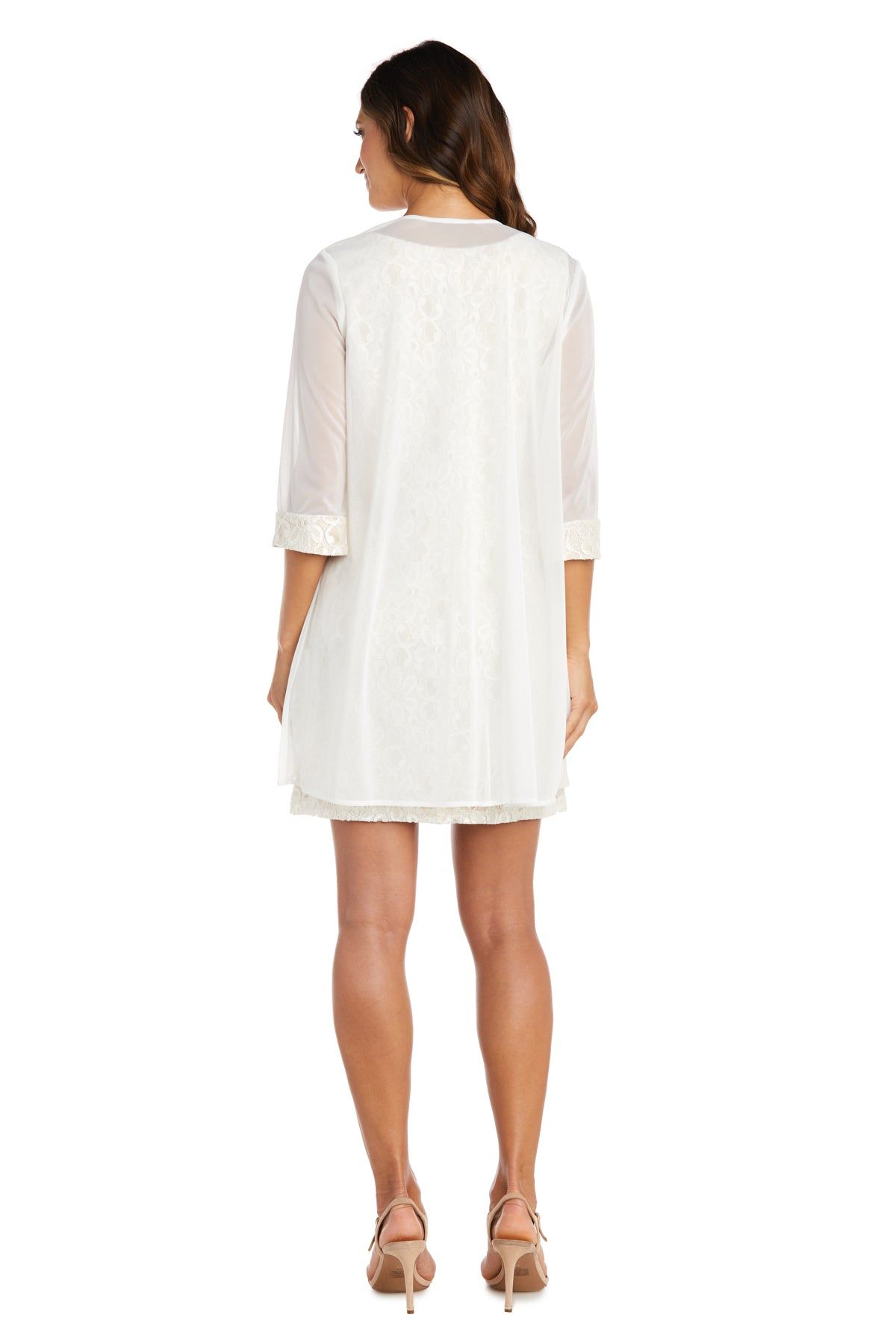 Sleeveless Lace Shift Dress with Pearl Embellishments and Sheer Jacket sold by R&M Richards product image thumbnail 2