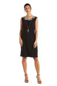 Swirled Daytime Printed Jacket Dress With Detachable Necklace sold by R&M Richards