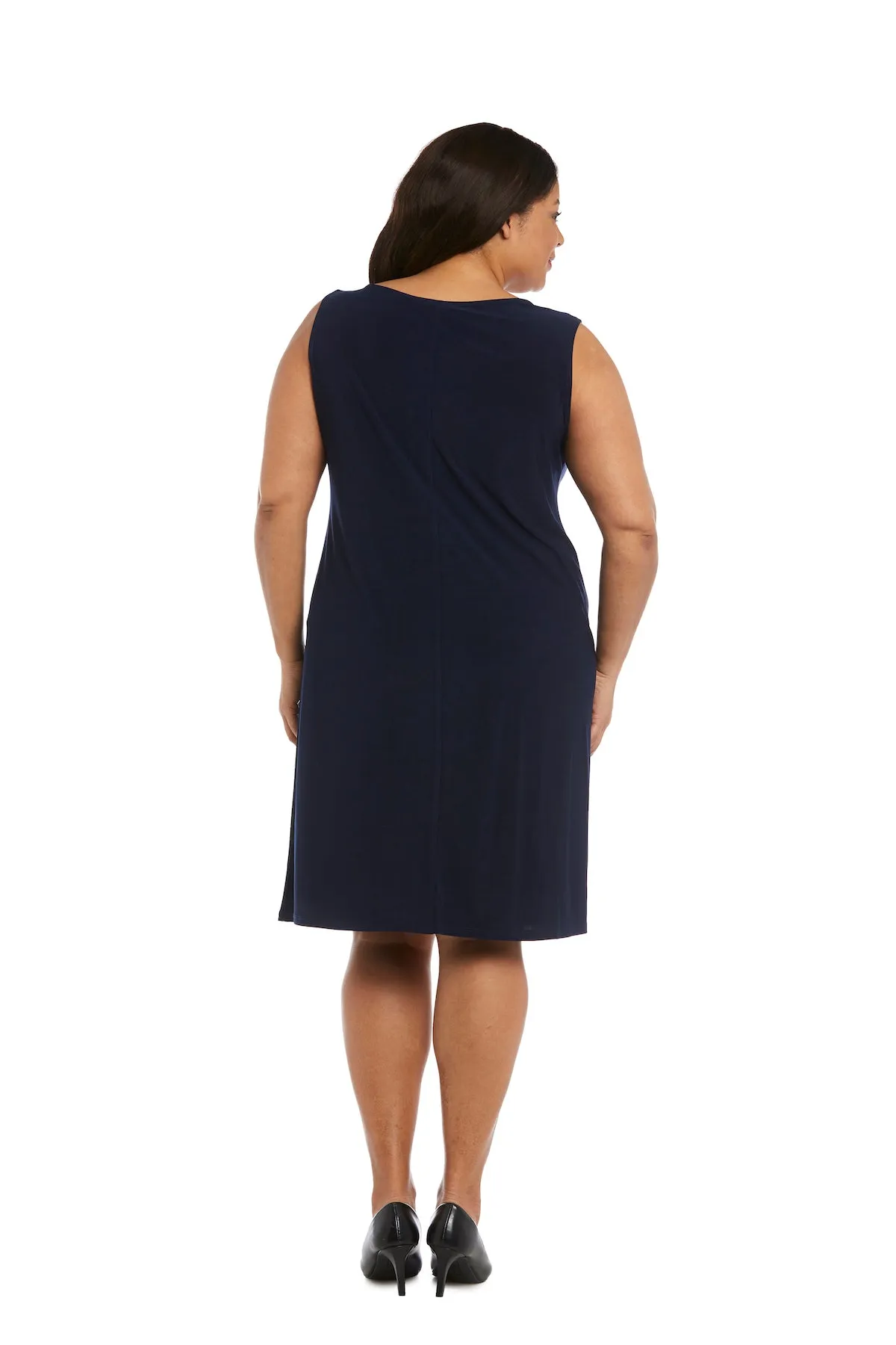 Swirled Daytime Printed Jacket Dress With Detachable Necklace - Plus sold by R&M Richards product image thumbnail 3