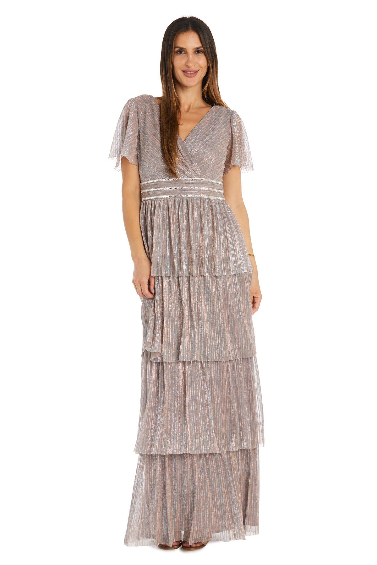 Long Crinkle Dress with Rhinestone Trim sold by R&M Richards