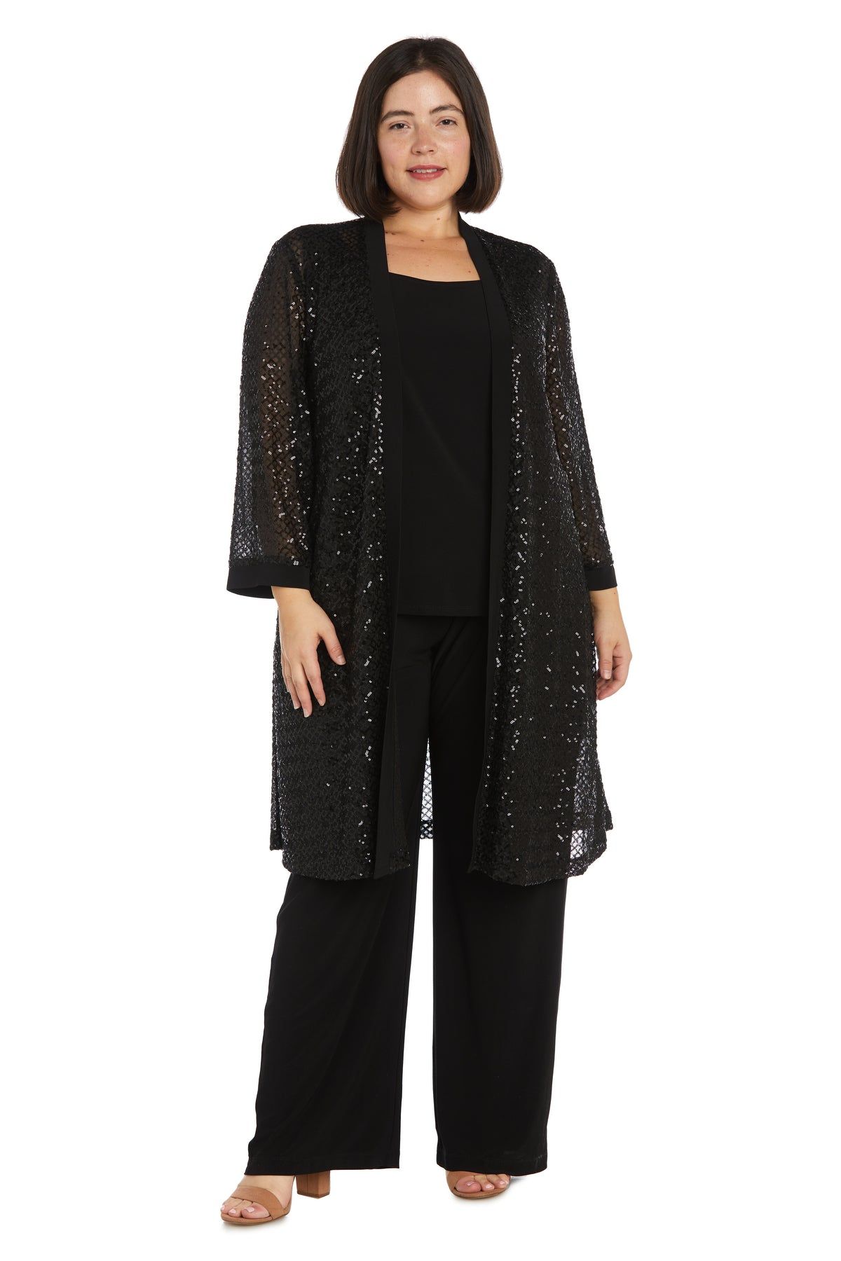 Three-Piece Sequin Pant Set with Matching Jacket - Plus sold by R&M Richards